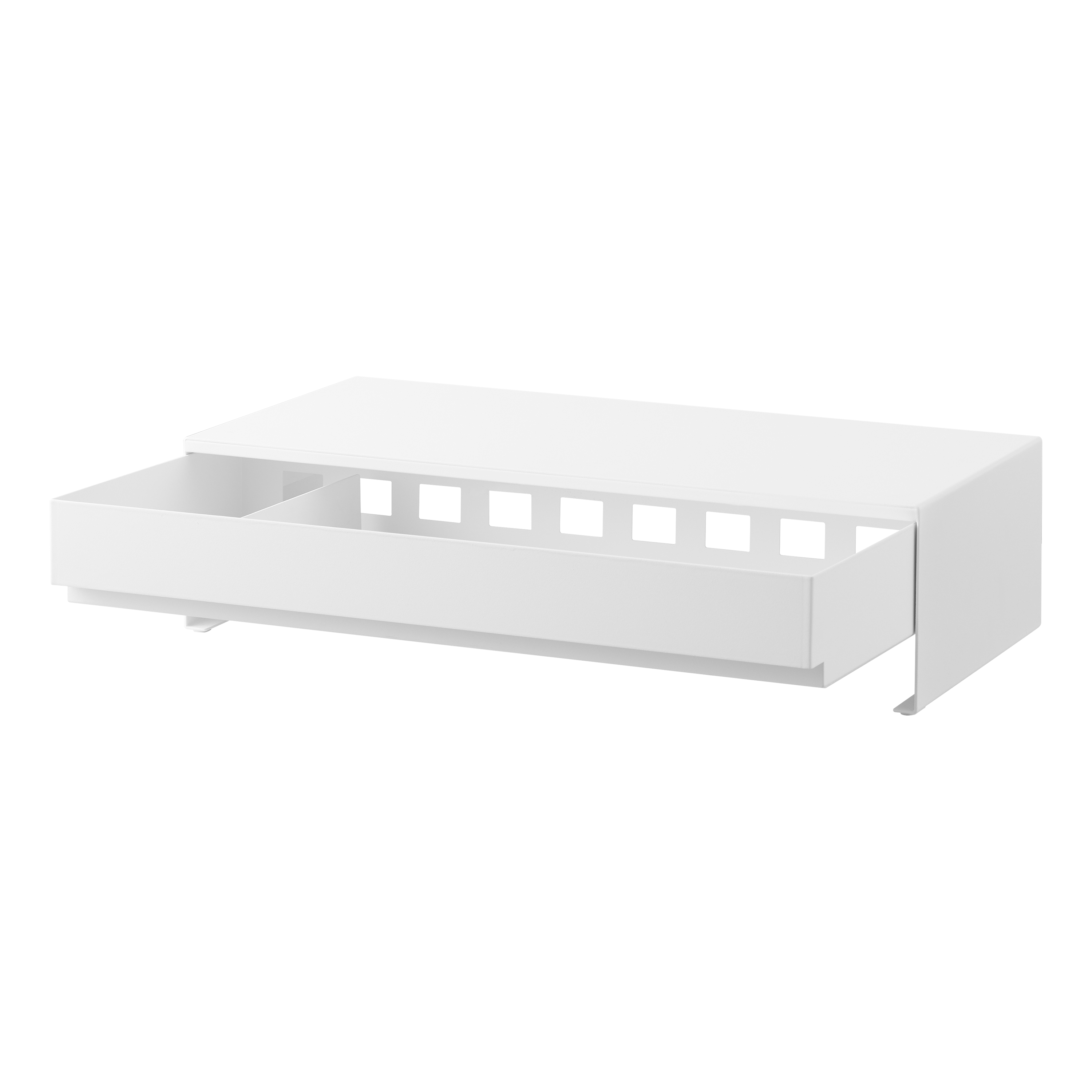 Alt View 10. Yamazaki Home - Monitor Stand With Drawer - Steel - White.