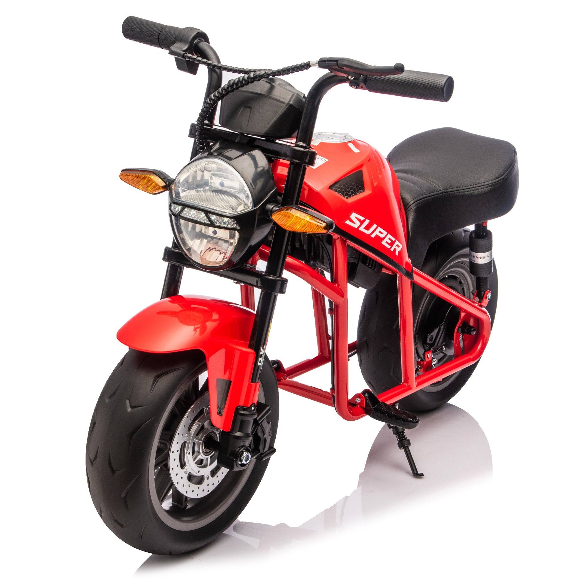Alt View 1. BreeBe - 24V 300W Kids Ride-On XL Electric Muscle Motorcycle, 14in EVA Wheels, 11.18 MPH, Dual Suspension, Music & Light, Age 6+ - Red.