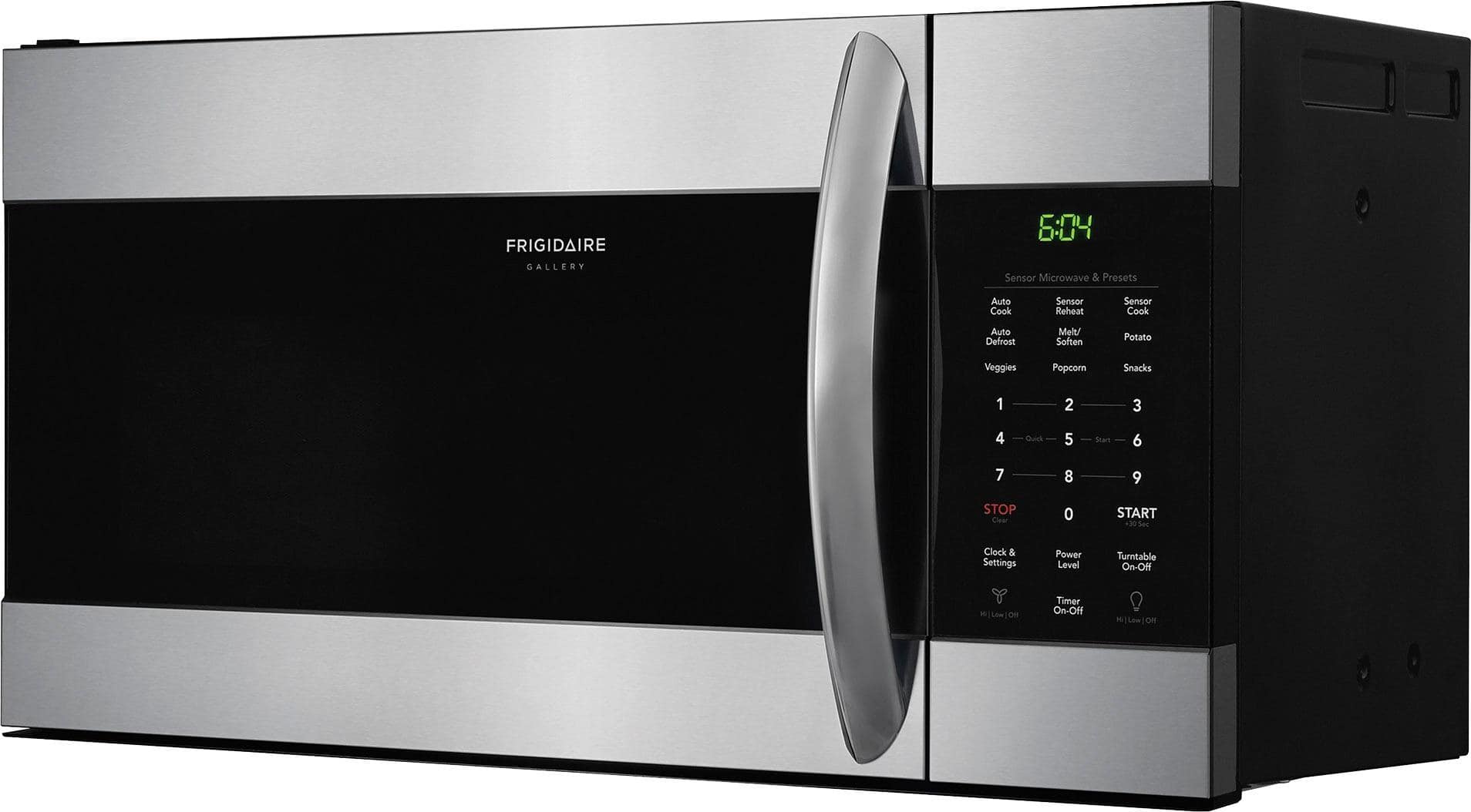 Left. Frigidaire - Gallery 1.7 Cu. Ft. Over-the-Range Microwave with Sensor Cooking - Stainless Steel.