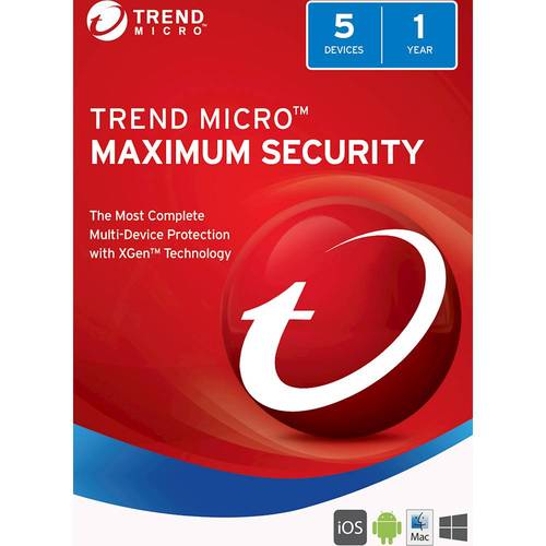 Trend Micro Maximum Security (5-Devices) (1-Year Subscription) - Android|Mac|Windows|iOS was $89.99 now $39.99 (56.0% off)