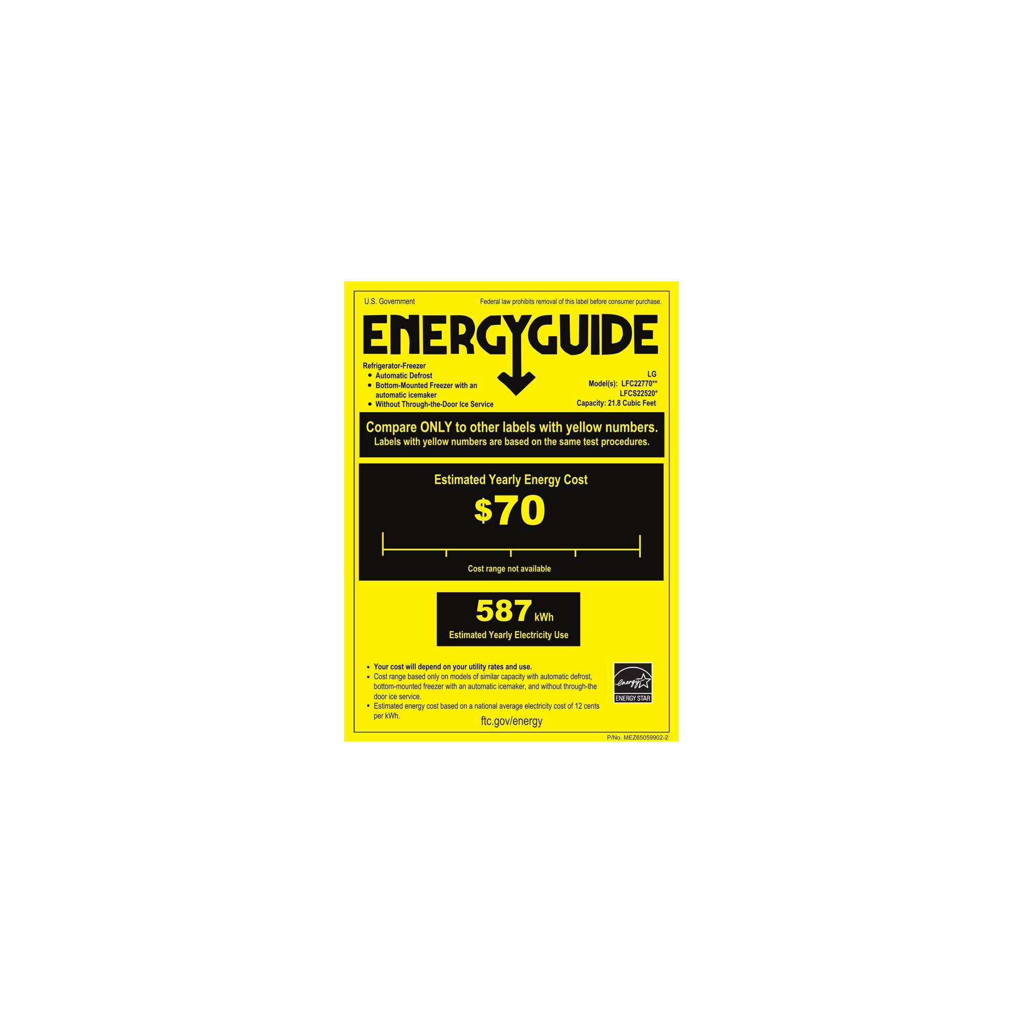 Best Buy LG 21.8 Cu. Ft. French Door Refrigerator Black stainless steel LFCS22520D
