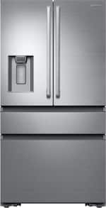 Samsung - Chef Collection 22.6 Cu. Ft. 4-Door Flex French Door Counter-Depth Fingerprint Resistant Refrigerator - Stainless steel - Front_Standard