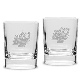 Jardine - Southern Connecticut State Owls 11.75oz. Two-Piece Luigi Bormioli Square Double Old Fashion Glasses Set - Multicolor