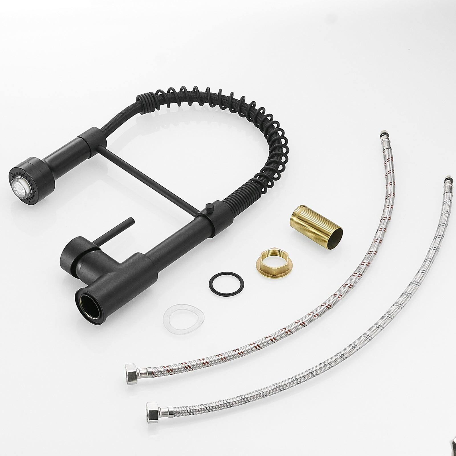 Alt View 2. Boyel Living - Black Stainless Steel Single Handle Pull Down Sprayer Kitchen Faucet - Black.