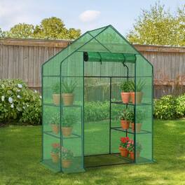 Winado - 56"x29"x77" Walk-in Greenhouse, Outdoor Durable PVC Plant House for Frost Protection with 3 Tiers 4 Shelves - Green