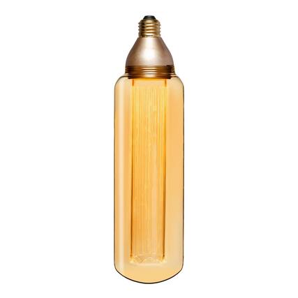 Front. Next Glow - T80 Tubular LED Light Bulb 8-watts, 2,200K Medium Screw (E26) Base - Amber - Amber.