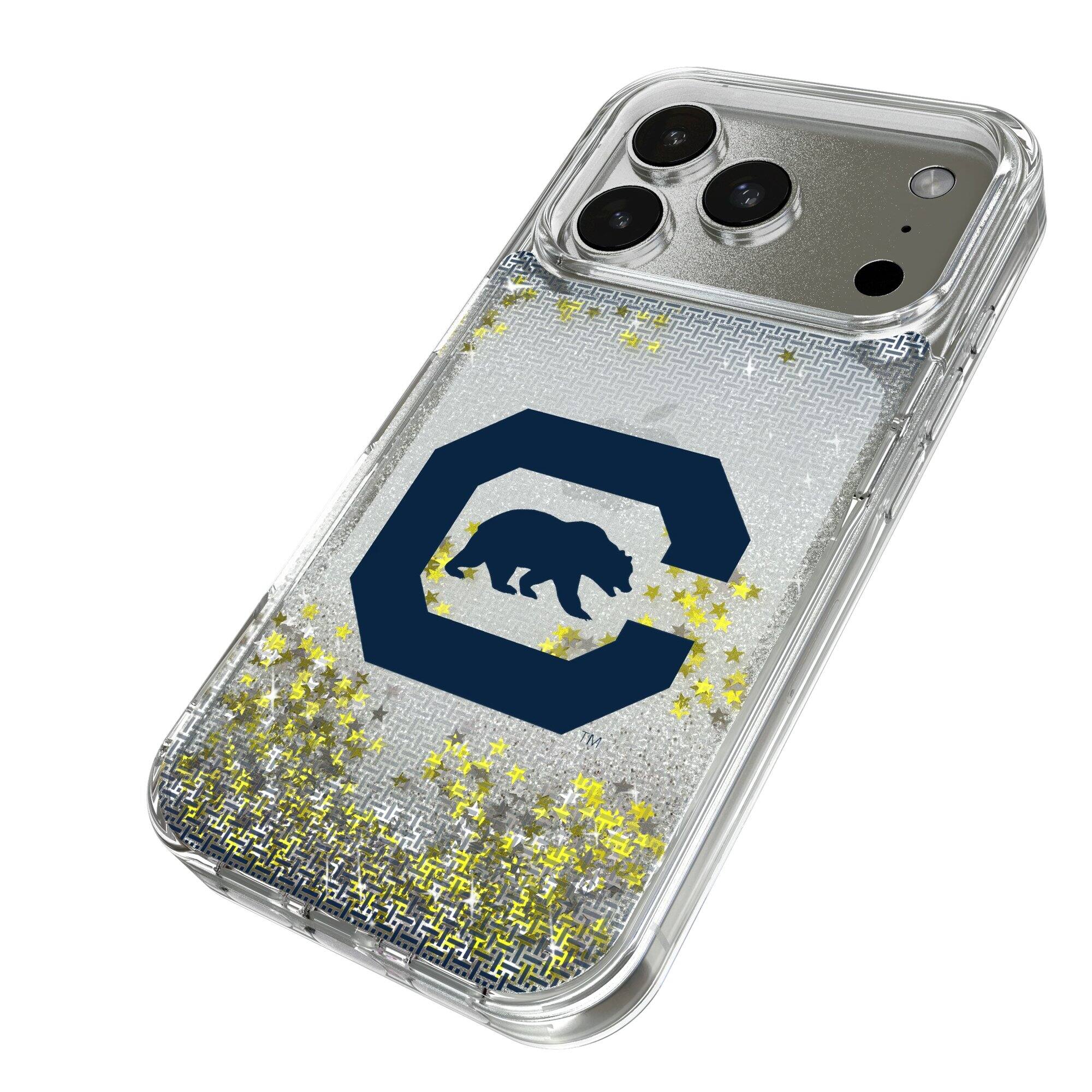 Alt View 1. Keyscaper - Cal Bears Linen Logo iPhone Glitter Case - 16 Pro - Multicolor.