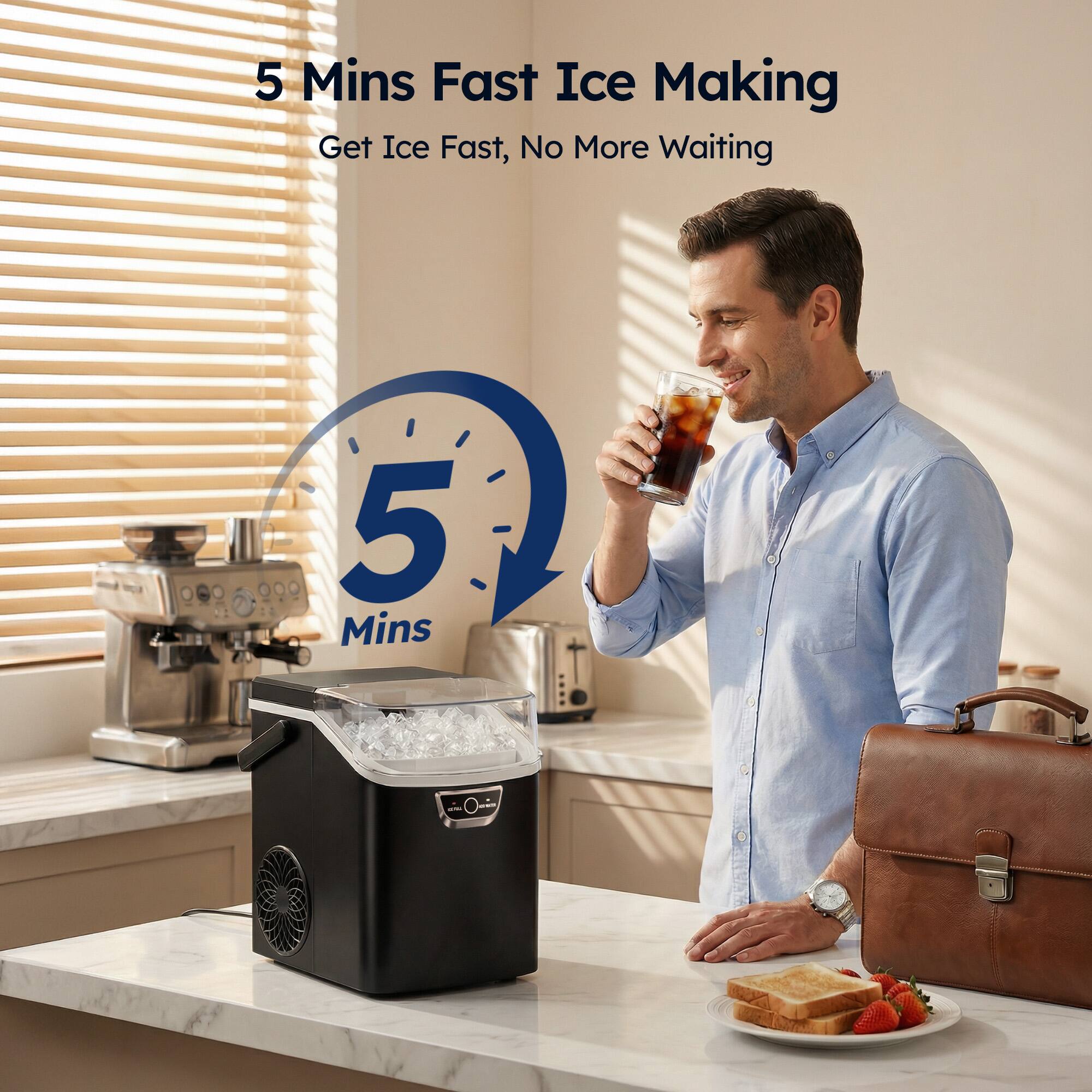 SIMZLIFE Portable Countertop Nugget Ice Maker,5 Min Fast Ice