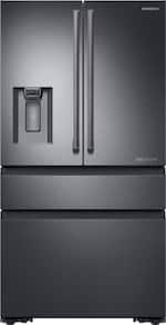 Samsung - Chef Collection 22.6 Cu. Ft. 4-Door Flex French Door Counter-Depth Fingerprint Resistant Refrigerator - Matte Black Stainless Steel - Front_Standard