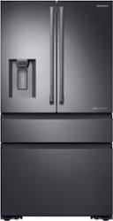 Samsung - Chef Collection 22.6 Cu. Ft. 4-Door Flex French Door Counter-Depth Fingerprint Resistant Refrigerator - Matte black stainless steel - Front_Zoom