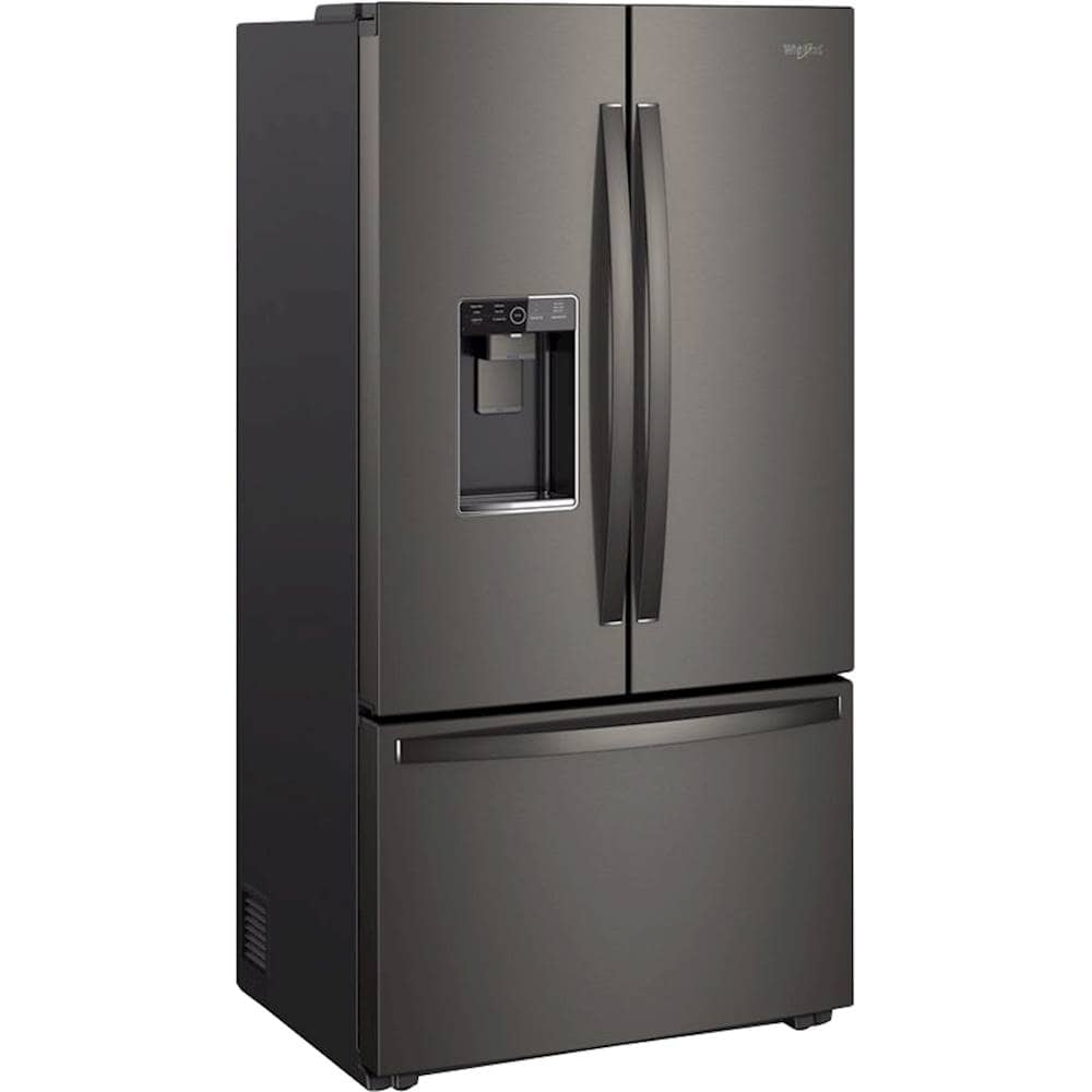 Angle View: Whirlpool - 23.8 Cu. Ft. French Door Counter-Depth Refrigerator - Fingerprint Resistant Black Stainless