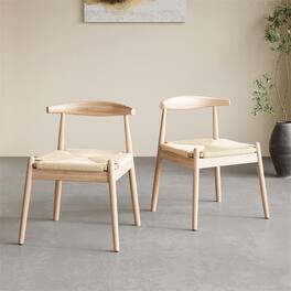 Boyel Living - Weave Dining Chairs Set of 2 Mid-Century Modern Kitchen Chair with Solid Oak Frame & Handwoven Seat - Wood