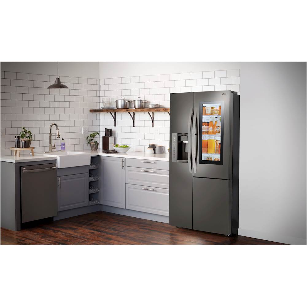 Alt View 20. LG - 21.7 Cu. Ft. Side-by-Side InstaView Door-in-Door Counter-Depth Smart Wi-Fi Refrigerator - Black Stainless Steel.