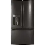 Front. GE Profile - 27.7 Cu. Ft. French Door Refrigerator with Hands-Free AutoFill - Fingerprint resistant black stainless.