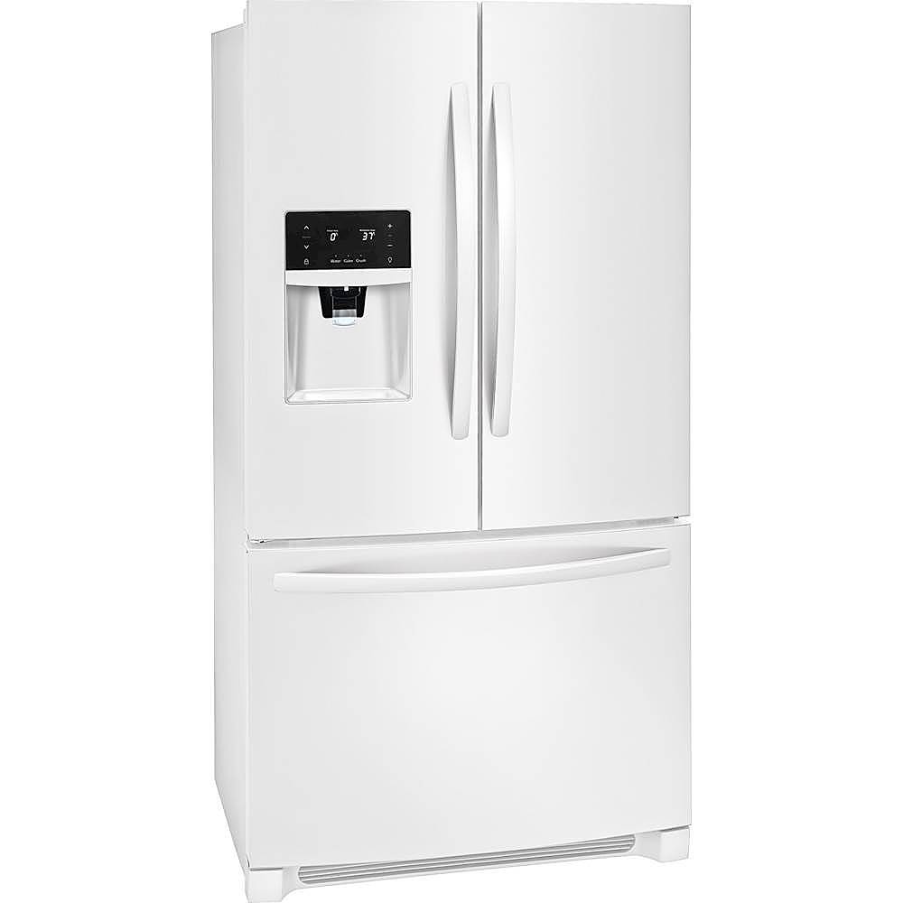 Angle View: Frigidaire - 26.8 Cu. Ft. French Door Refrigerator with Water and Ice Dispenser - Pearl White