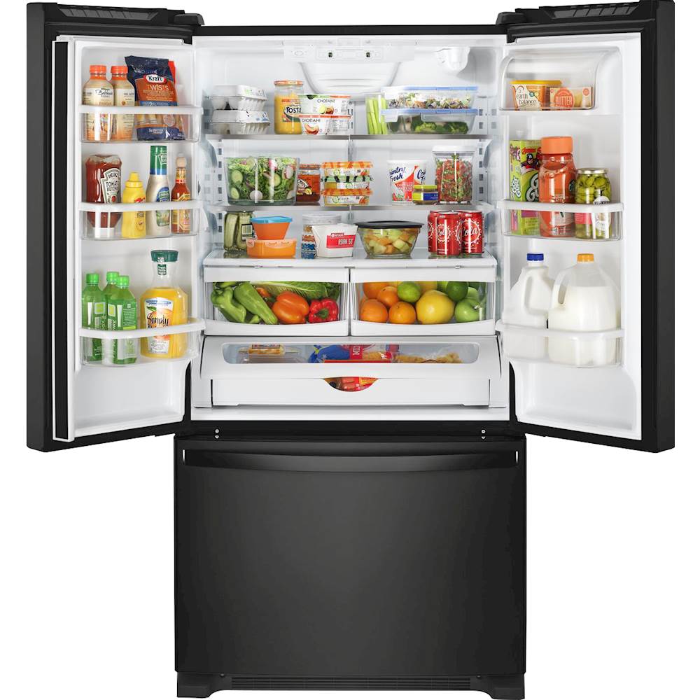 Whirlpool 22.1 Cu. Ft. French Door Refrigerator Black WRF532SMHB - Best Buy