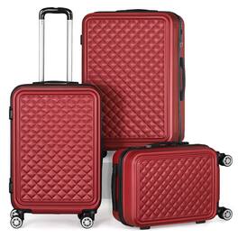 Oumilen - 3 PCS ABS Suitcase Set w/ TSA Locks | 20in, 24in, 28in Travel Luggage - Red