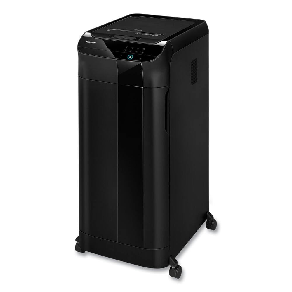 Front. Fellowes - 4963001 AutoMax 550C 550 Auto/14 Manual Sheet Capacity Auto Feed Cross-Cut Shredder - Black.