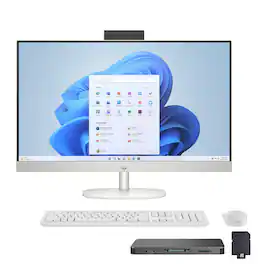 HP - 27" FHD Touch AIO Desktop,Ryzen 5 7520U,16GB RAM,1TB SSD+160GB Dock Set,Wireless Keyboard&Mouse,Win 11 - White