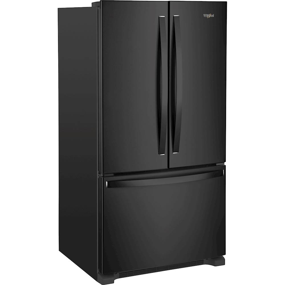 Angle View: Whirlpool - 20 Cu. Ft. French Door Counter-Depth Refrigerator - Black