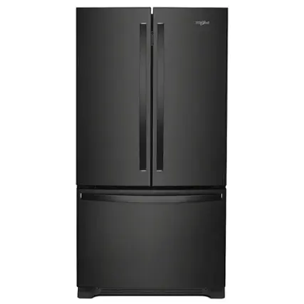 Front. Whirlpool - 20 cu. ft. French Door Refrigerator with Counter Depth Design - Black.