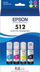 Front. Epson - EcoTank 512 4-Pack Ink Bottles - Cyan/Magenta/Yellow/Photo Black.