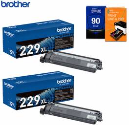 Brother - TN229XLBK Genuine High Yield Toner Cartridge 2 Pack + Deco Gear Print Guide - Black