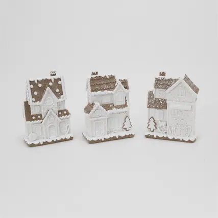 Front. The Gerson Companies - Gerson Gingerbread House Table Decor 6 in. (Case of 12) - Brown|White.