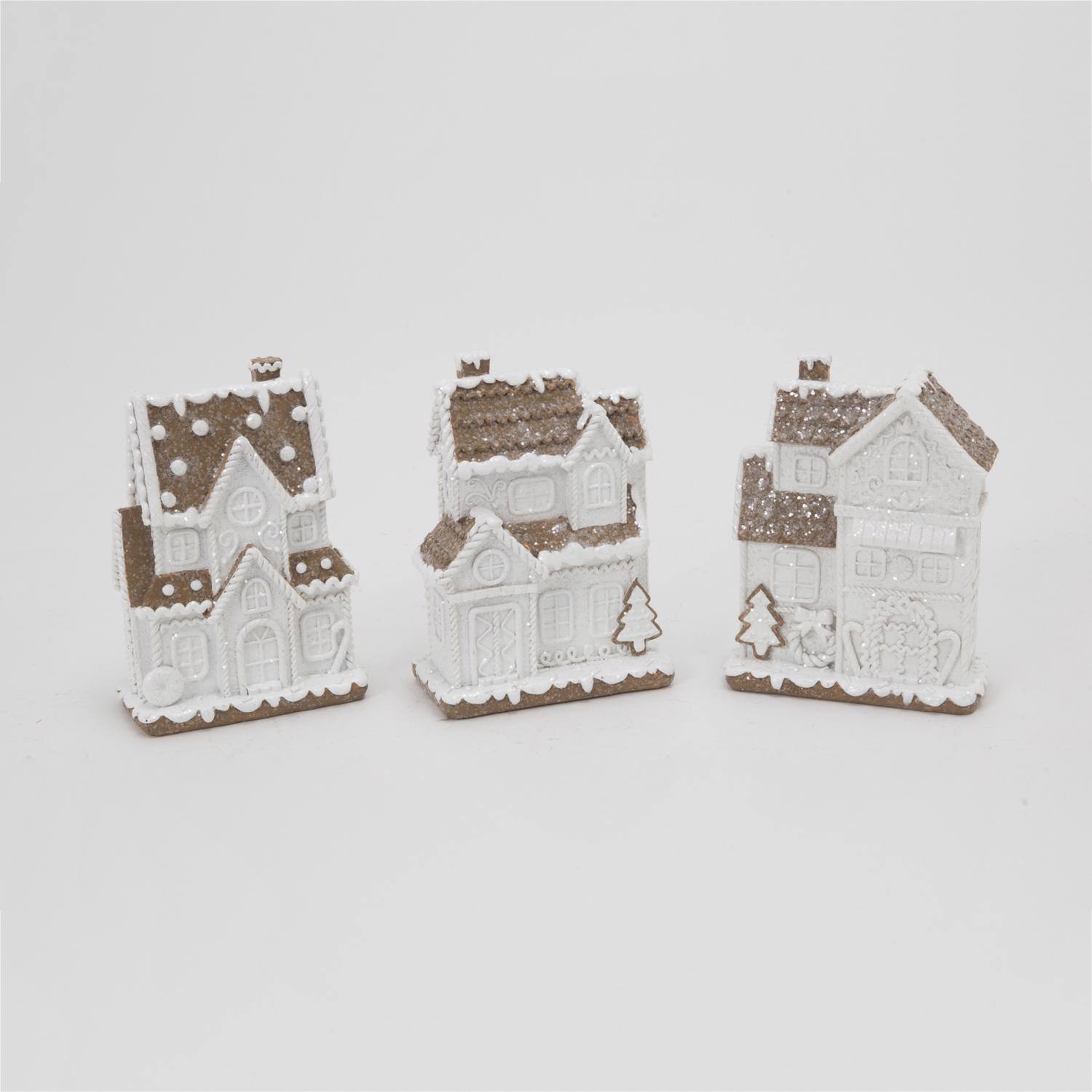 Front. The Gerson Companies - Gerson Gingerbread House Table Decor 6 in. (Case of 12) - Brown|White.