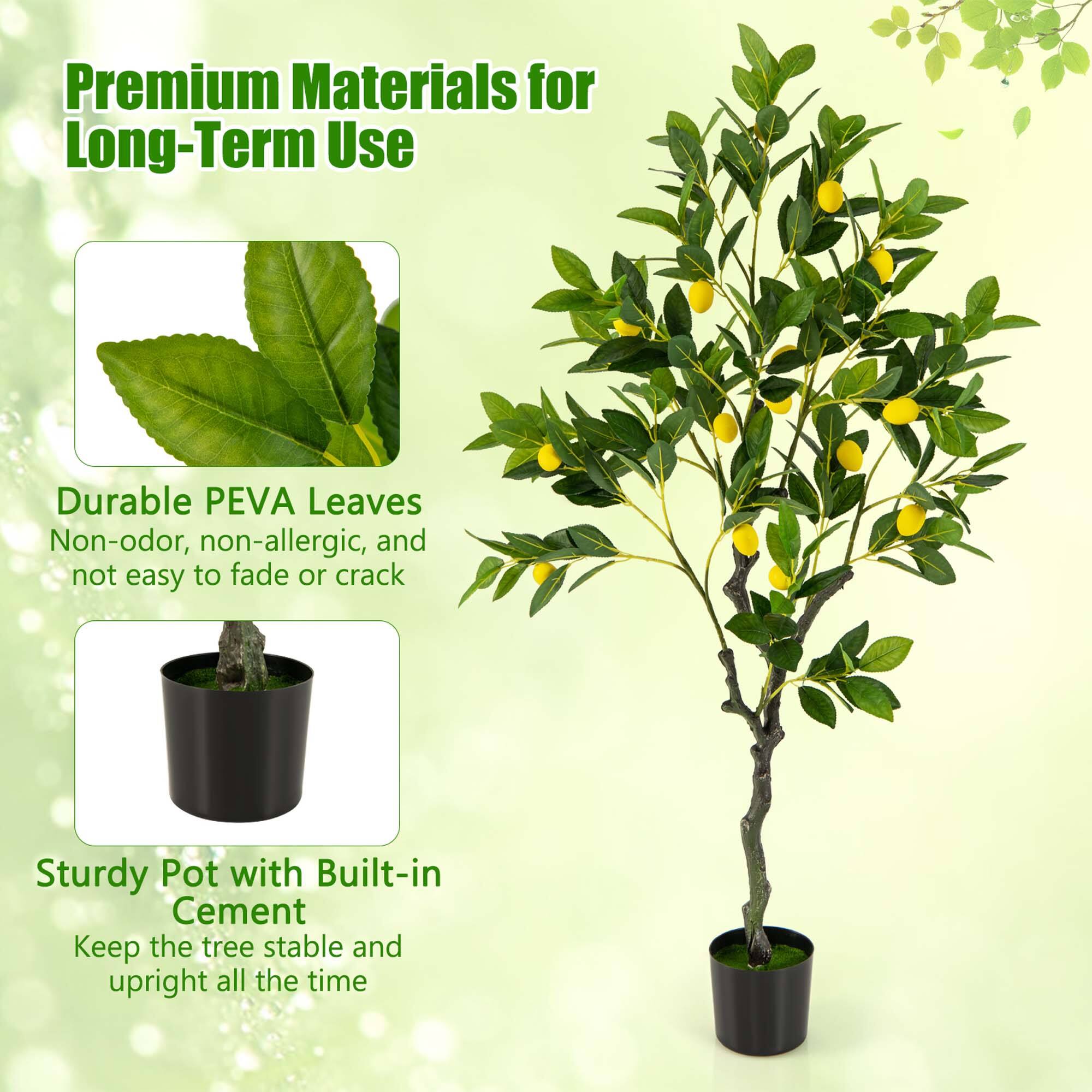 Premium Materials for Long-Term Use

Durable PEVA Leaves
- Non-odor
- Non-allergic
- Not easy to fade or crack

Sturdy Pot with Built-in Cement
- Keep the tree stable and upright all the time