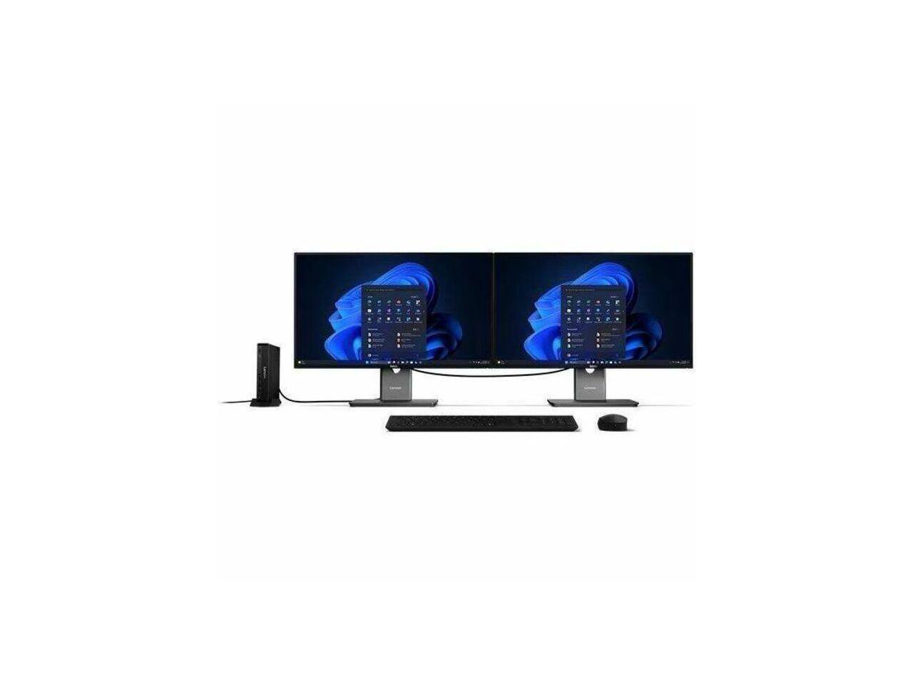 Alt View 3. Lenovo - Lenovo ThinkCentre M70q Gen 6 Desktop, Intel Core Ultra 5 235T, 32GB RAM, 1TB SSD, Win 11 Pro, Tiny, Black - Black.