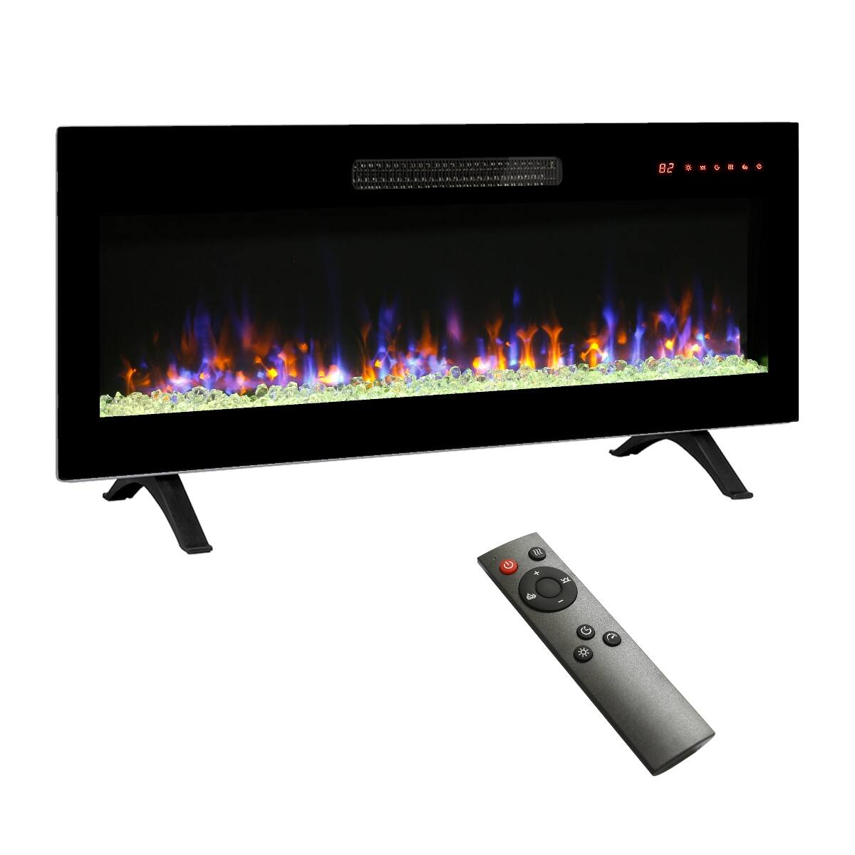 Angle. Loheer - Loheer 42 inch electric fireplace Wall Mounted Recessed Heater - Black.