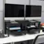 Angle. Mind Reader - Dual Monitor Stand, Storage Shelf, Desktop Organizer, Riser, Office, 38.5"L x 11"W x 10.5-12.5"H - Black.