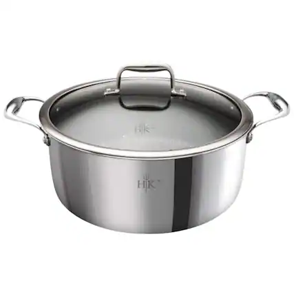 Front. Hell's Kitchen - Hell's Kitchen Hybrid 5-Quart Pot and Lid - Stainless Steel.