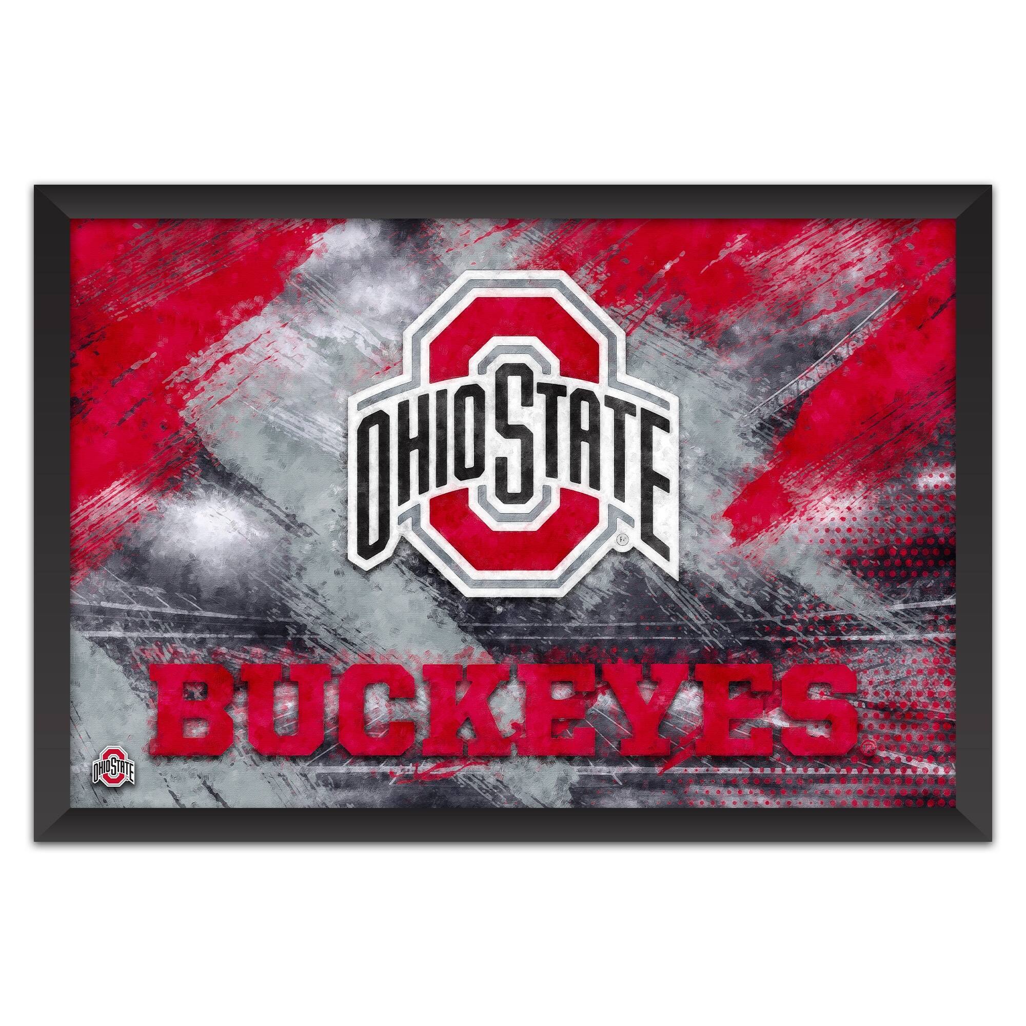 Ohio State Buckeyes 27" x 39" Brush Stroke Logo Framed Art Print