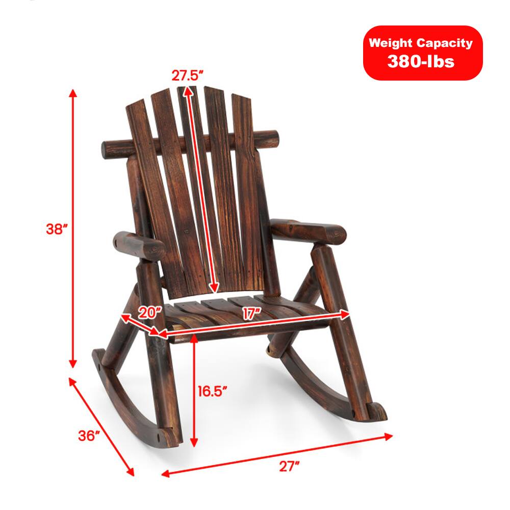 Left. Hivvago - Solid Wood Outdoor Rocking Adirondack Chair for Porch or Patio - Brown.
