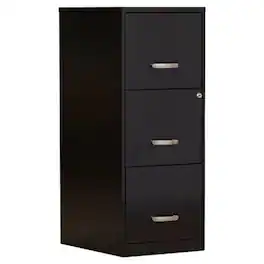 Hivvago - Metal 3-Drawer Vertical Key Locking File Cabinet - Black
