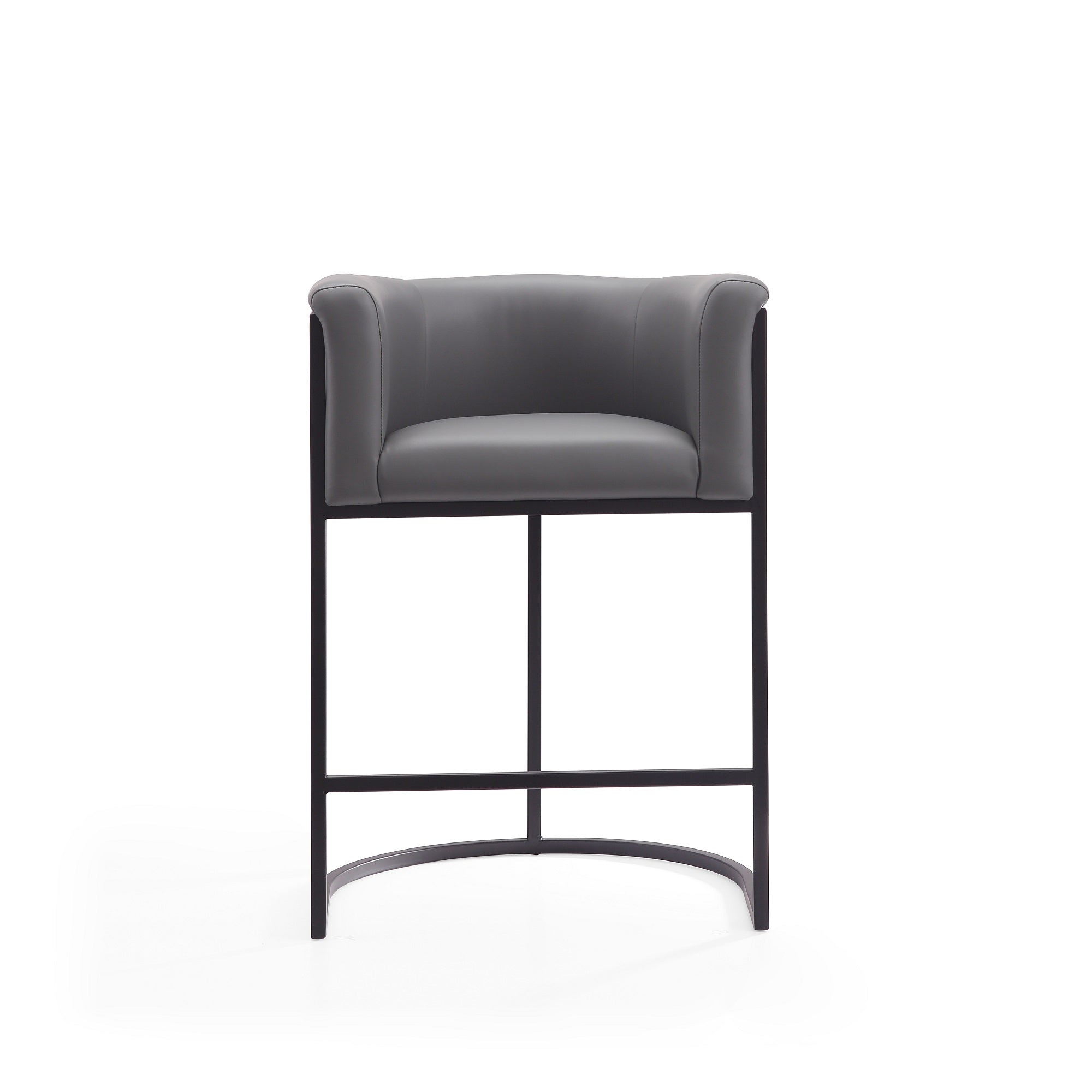 Back. Manhattan Comfort - Cosmopolitan Mid-Century Modern Metal Upholstered Counter Stool - Gray.
