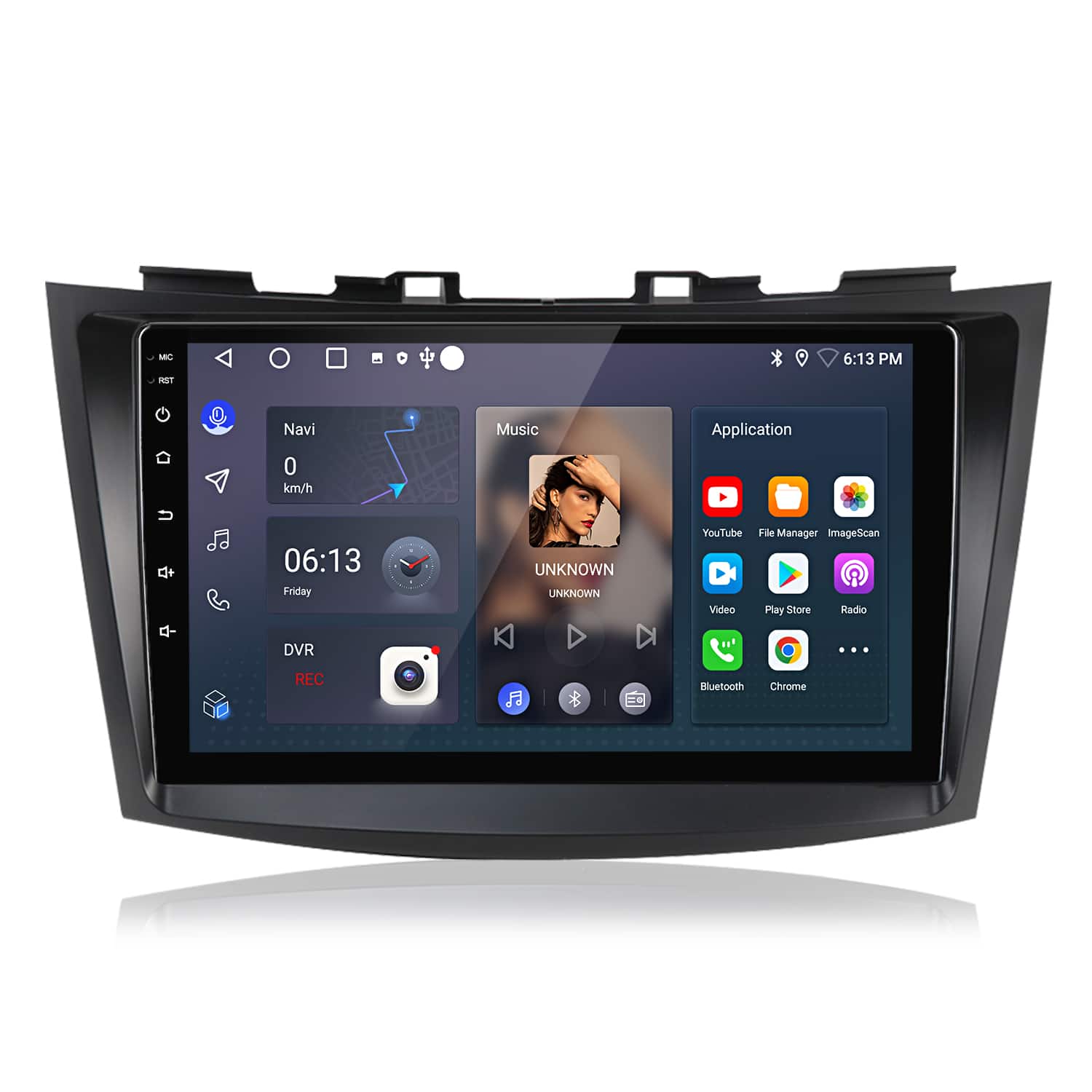 Junsun - 9" carplay 2+64GB Android 14 Car Stereo Radio GPS Navi WIFI RDS DSP SWC BT FM For Suzuki Swift 4 2011-2017 - Black