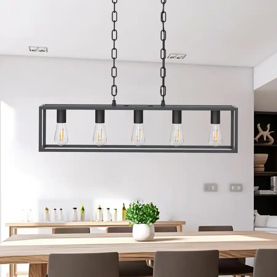 Jandcase 5 Light Island Pendant Light, E26 Socket, Non Integrated Bulbs ...