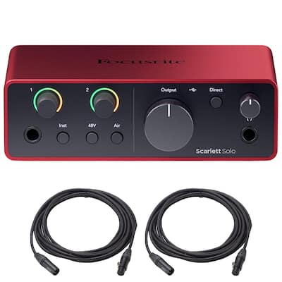 Focusrite Scarlett Solo 4th Gen Audio Interface + 2x OnStage XLR Focusrite Scarlett Solo 4th Gen Audio Interface + 2x OnStage XLR