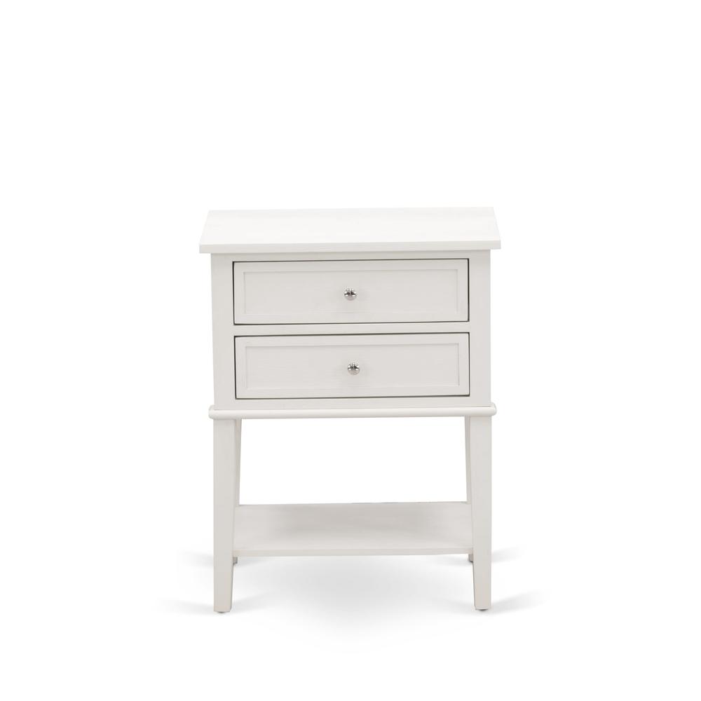 Angle. East West Furniture - FN08Q-1VL0C 2-Piece Fannin Queen Bedroom Set with 1 Queen Bedframe and a Small End Table - Mist Beige Linen Fabric - Mist Beige.