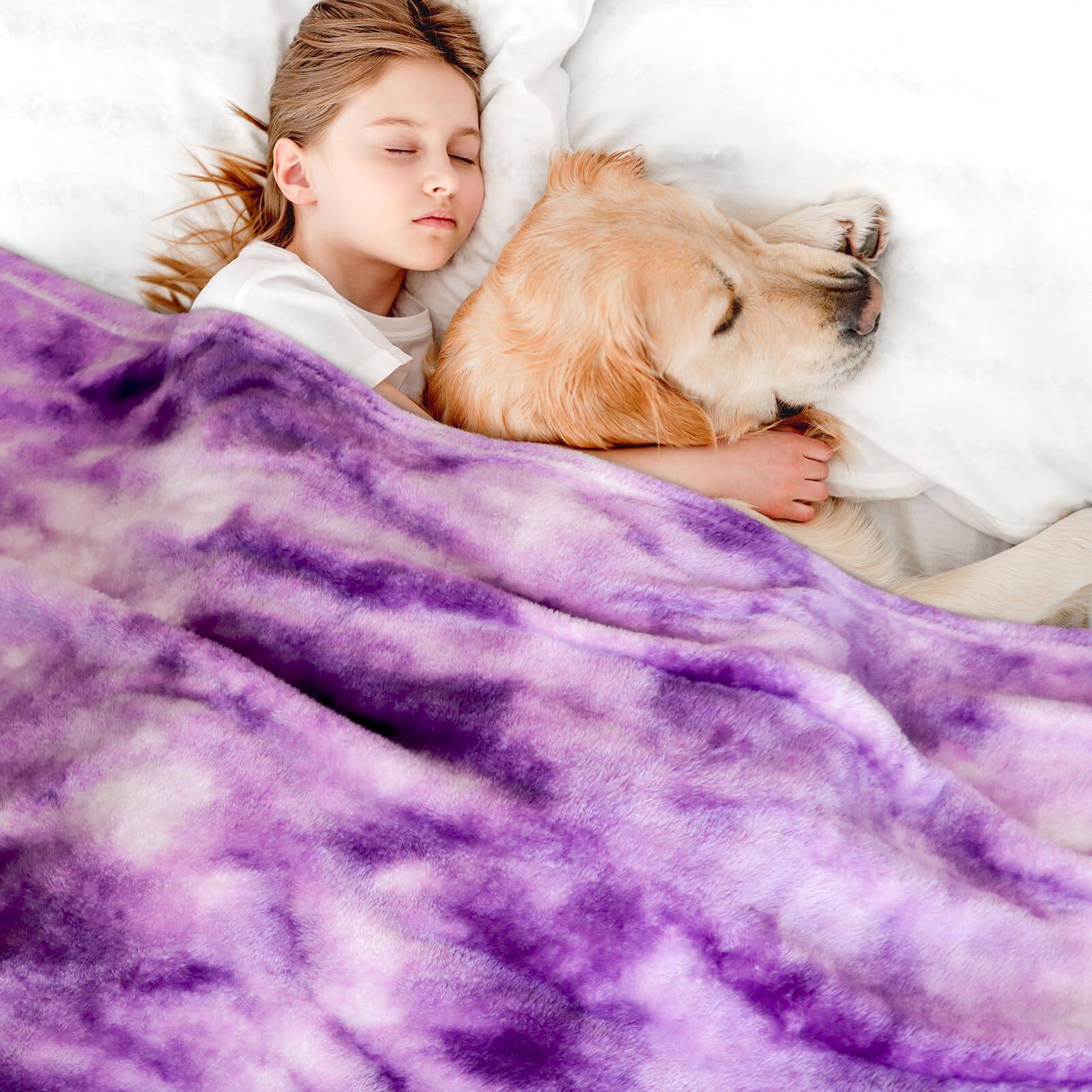 Alt View 2. ThinkLink Electronic - Fleece Blanket Purple Throw - 300gsm For Couch  Sofa Bed Soft Lightweight Plush Cozy Microfiber Blankets & Throws - Purple White Throw(50"x70"/ 130x150cm).