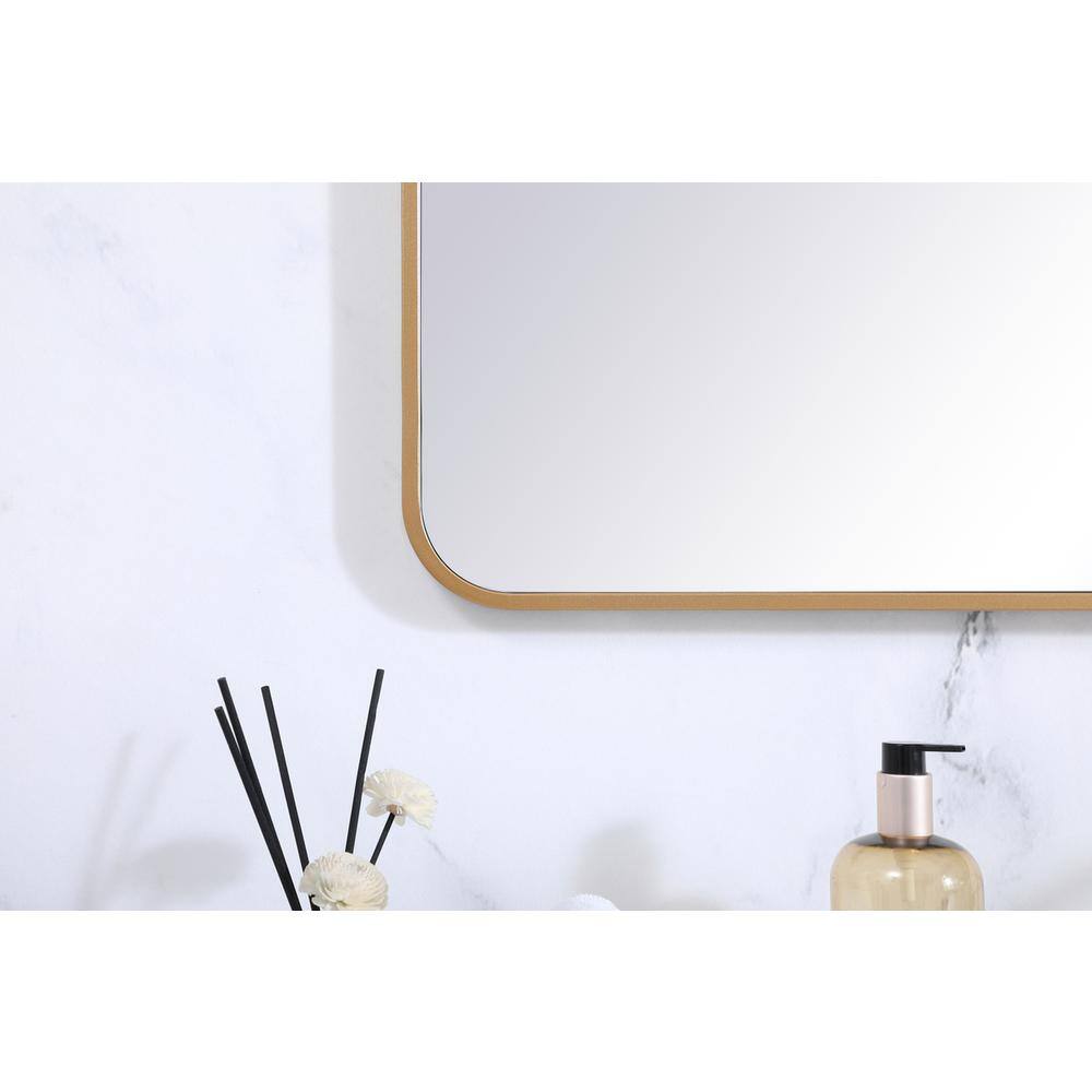 Alt View 2. Elegant Decor - Soft corner metal rectangular mirror 30x48 inch in Brass - Brass.