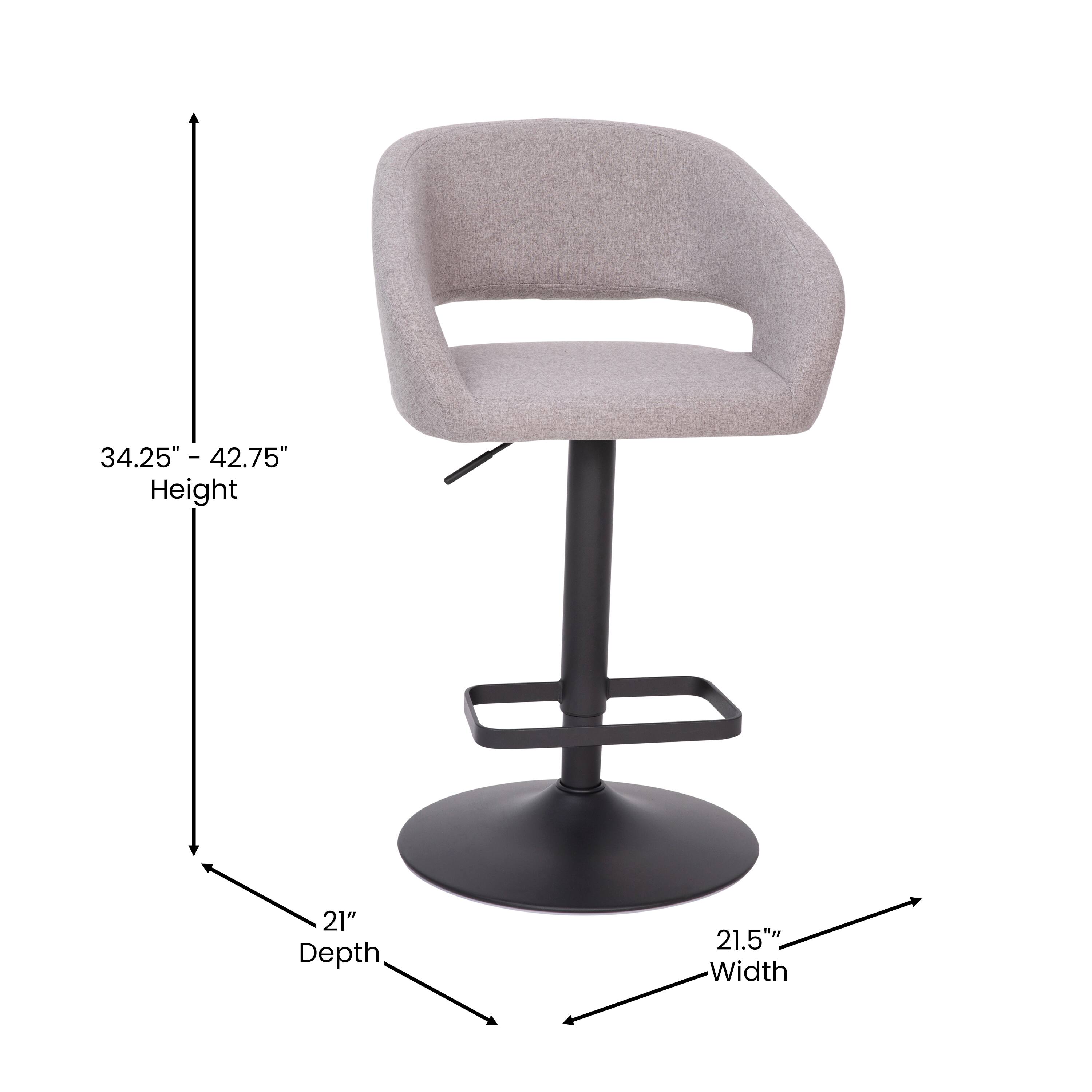 34.25" - 42.75" Height  
21" Depth  
21.5" Width