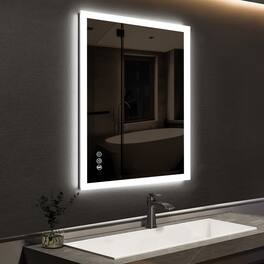 LOVMOR - 30x24 Inch LED Bathroom Mirror with Anti Fog Dimmable Lights 3 Color Temperature Memory Function ETL Certified - slive
