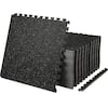 Front. VEVOR - EVA Interlocking Foam Floor Mats, 0.56 in Thickened 25 Pcs Puzzle Rubber Tiles, 24 x 24 in Exercise Floor Mat - Black with Grey Dots.