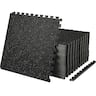 VEVOR - EVA Interlocking Foam Floor Mats, 0.56 in Thickened 25 Pcs Puzzle Rubber Tiles, 24 x 24 in Exercise Floor Mat - Black with Grey Dots