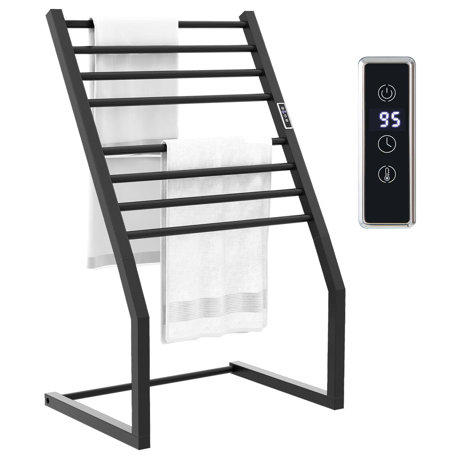Alt View 8. Costway - Costway 2-in-1 Towel Warmer Rack Freestanding Wall Mounted with LED Display Built-in Timer - Black.