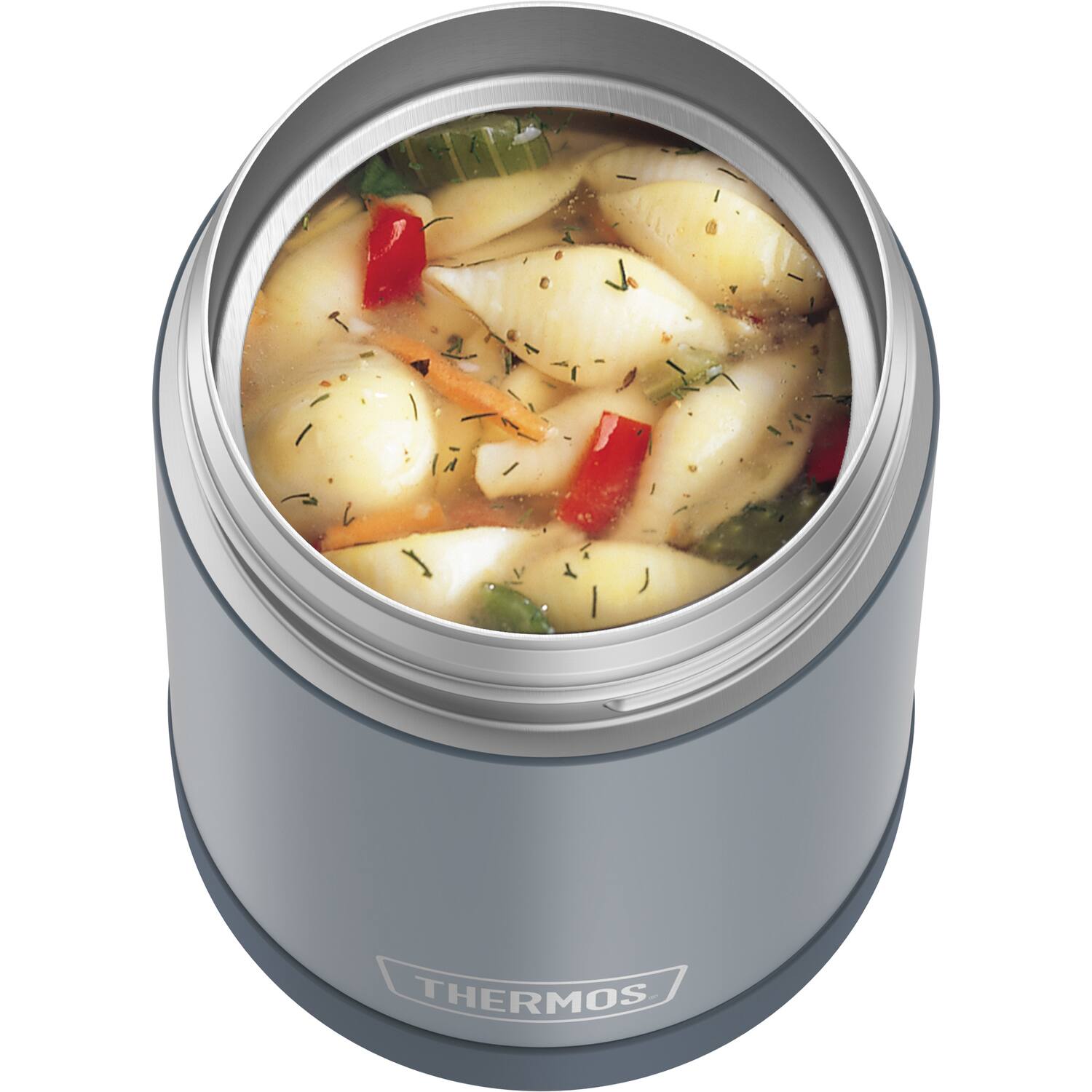 Angle. Thermos - Thermos 16 oz. Kid's Funtainer Stainless Steel Insulated Food Jar - Stone Slate - Gray.